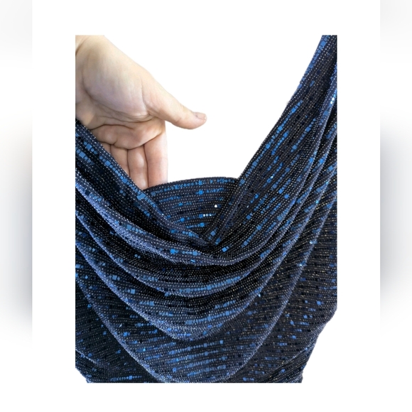 R&M Richards Shimmer Sleeveless Maxi Dress Navy Women's 16W - Picture 5 of 9